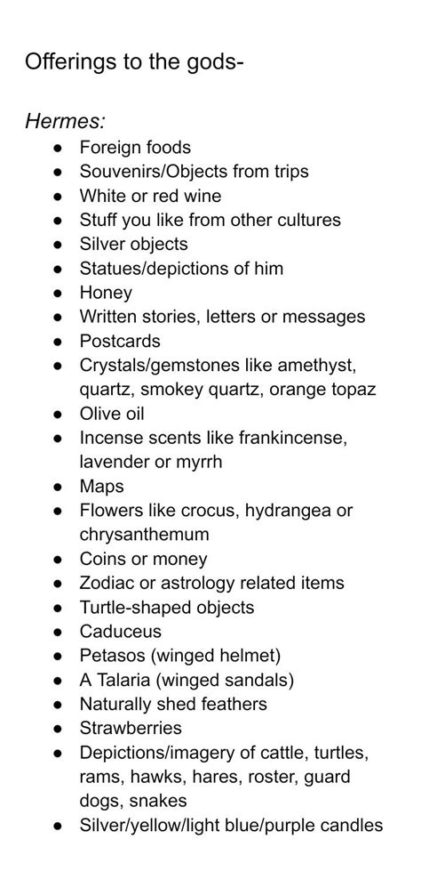 Hermes offerings list